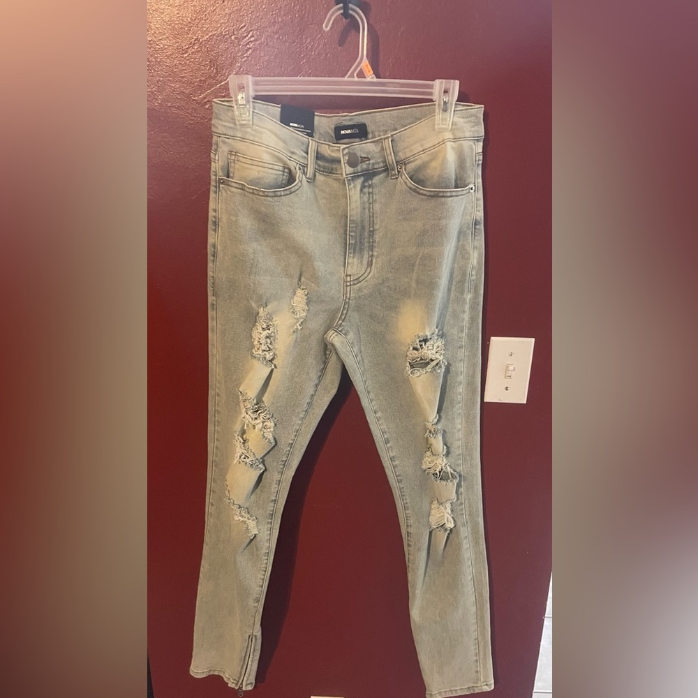 Men's NOVA MEN denim distressed JEANS skinny Size 30 *New*